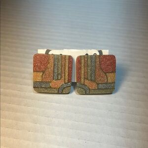 1980’s Atypical Clip On Square Earrings